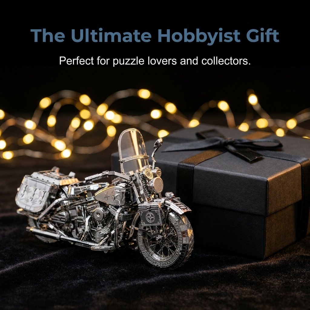 🔥SPECIAL OFFER🔥Silver 3D metal motorbike construction puzzle