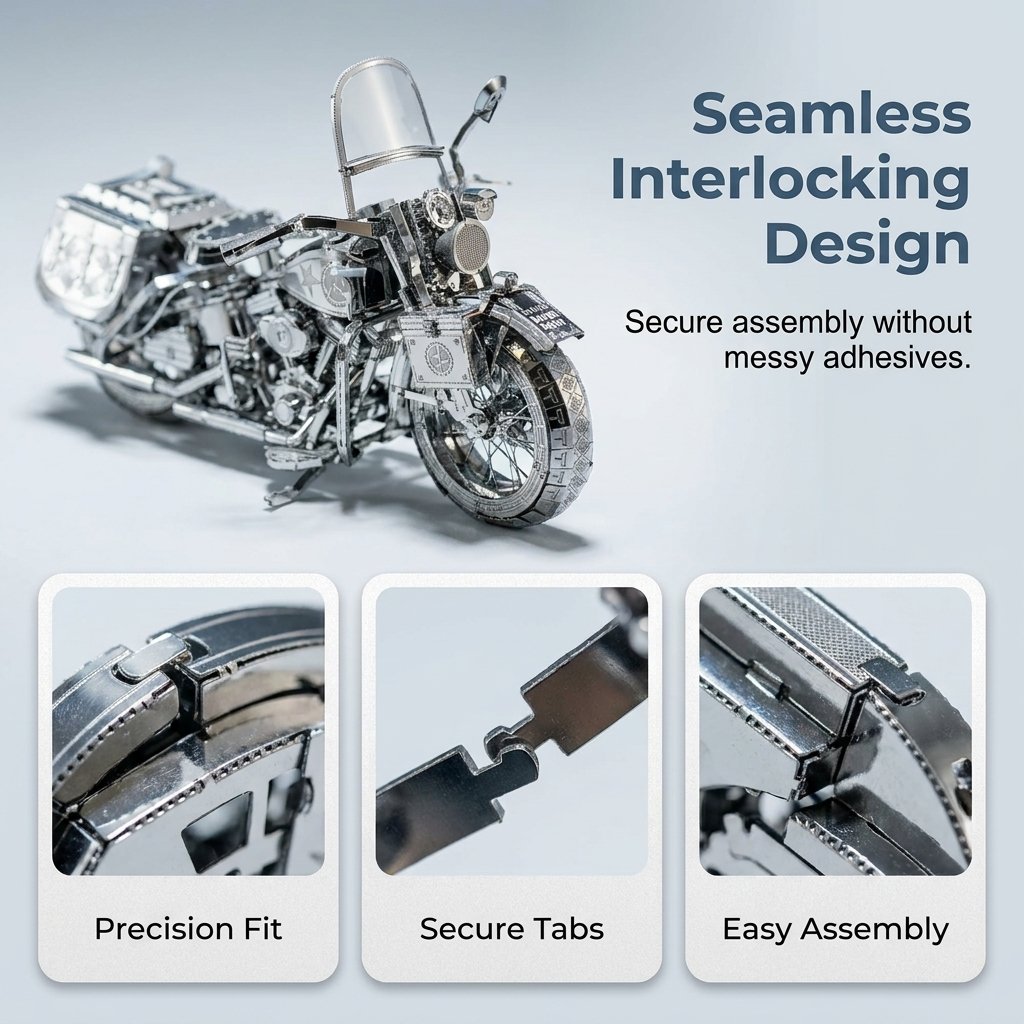 🔥SPECIAL OFFER🔥Silver 3D metal motorbike construction puzzle