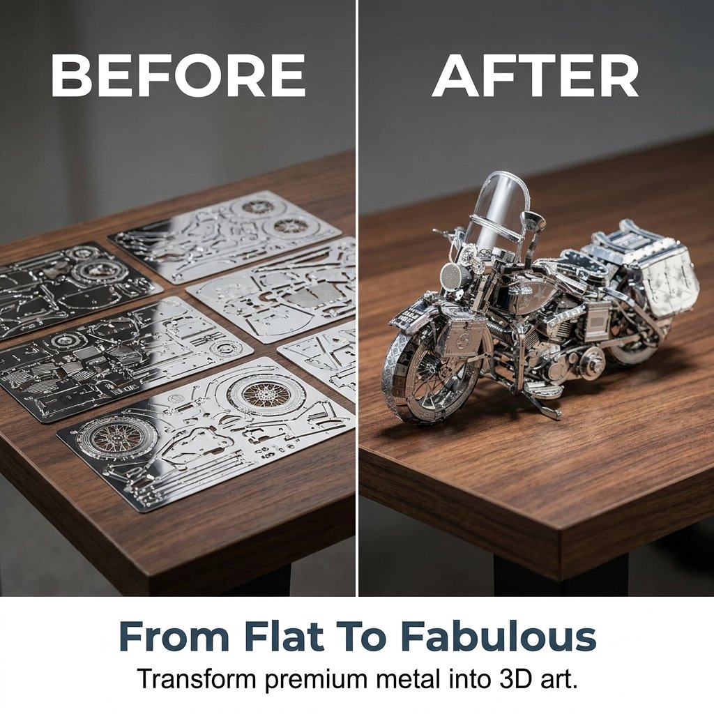 🔥SPECIAL OFFER🔥Silver 3D metal motorbike construction puzzle