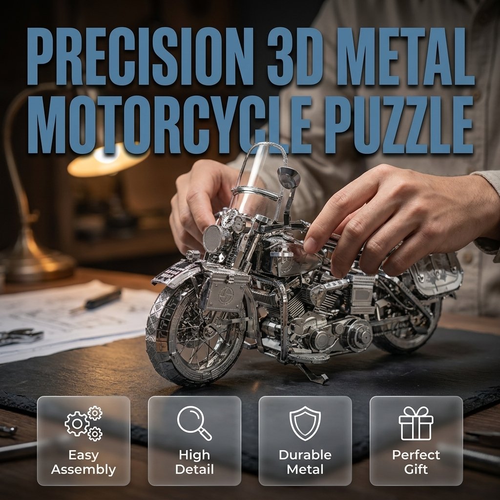🔥SPECIAL OFFER🔥Silver 3D metal motorbike construction puzzle